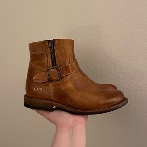 Bed Stu Becca Brown Leather Buckle Round Toe Side Zip Ankle Boots Size 7